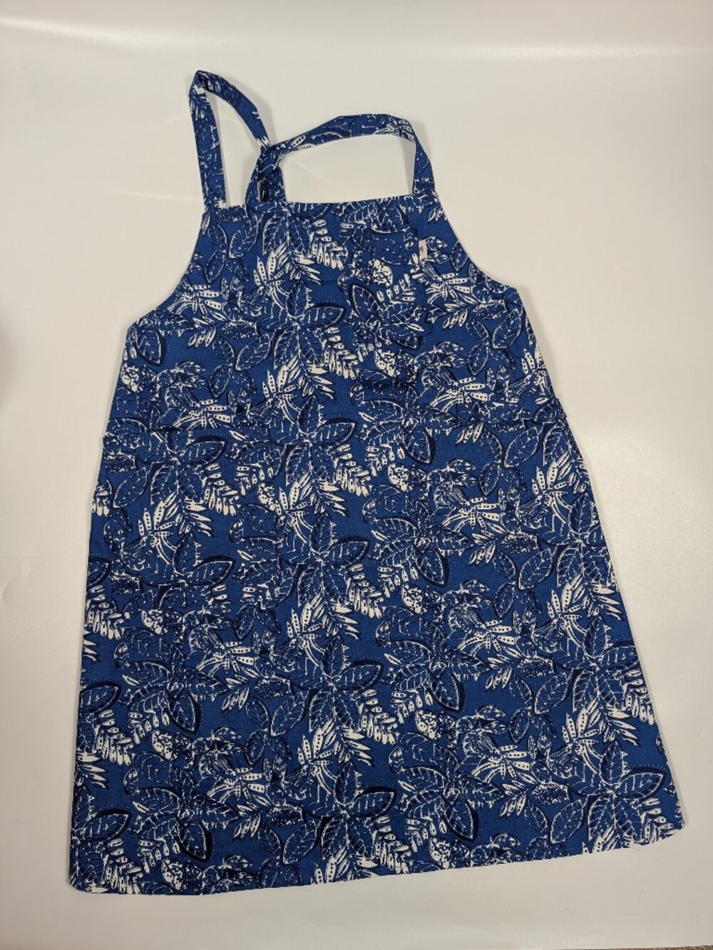Kitchenisy Plus Size Cobalt Batik Kitchen Apron XL-3XL 100% Cotton Cross Back